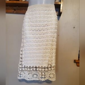 Elie Tahari Skirts | Elie Tahari Crochet Open Knit Cream High Waist Summer Boho